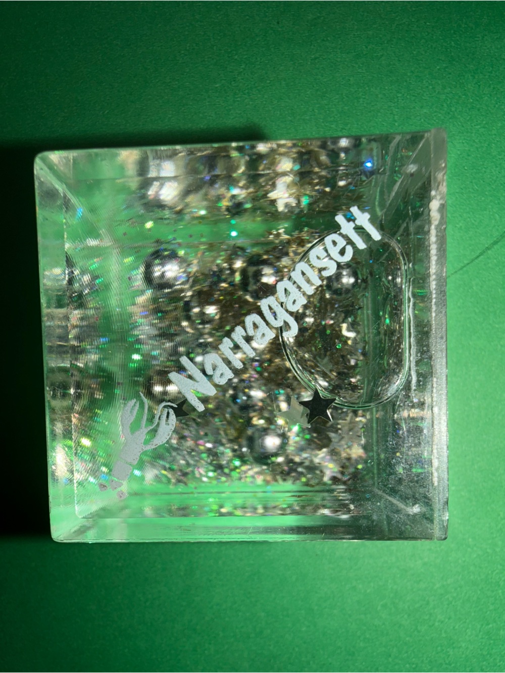 Clear Acrylic Glitter Bling Shaker Paperweight - Narragansett